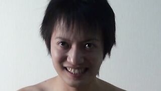 Young Japanese shows off his tight asshole and masturbates