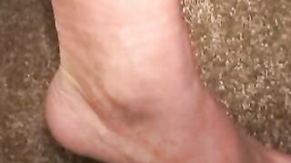 Mature blond amateur masturbates small cock solo and cums