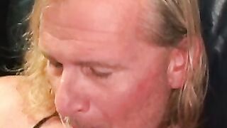 Mature blond amateur masturbates small cock solo and cums