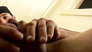 Hairy Ajax loves masturbating his dick and holds balls