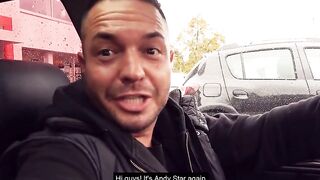 Fucking inside the vehicle at the drive-inside with a turned on MILF