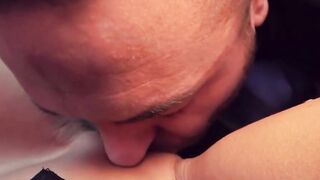 Fucking inside the vehicle at the drive-inside with a turned on MILF