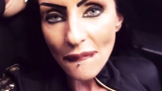 Fucking inside the vehicle at the drive-inside with a turned on MILF