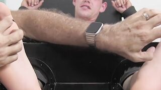 Feet fetish gay lover restrains jock and tickle tortures him