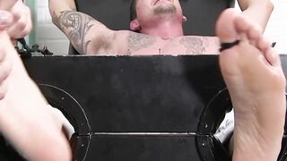 Bound buff hunk dominated with armpit and toe tickling