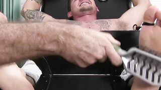 Bound buff hunk dominated with armpit and toe tickling
