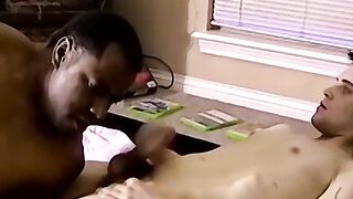 Old and young interracial bareback ends with cum in mouth