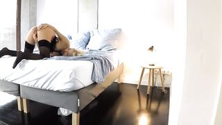 Blonde teenagers women into ebony nylons fuck