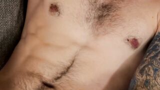 Tattooed jock pounding raw after wanking off and blowjob