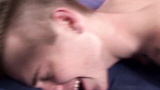 Dude's large cock swallowed by a submissive jock