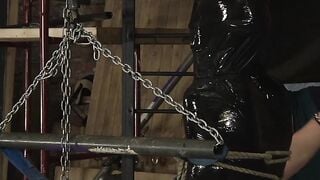 Mature master Sebastian Kane gives bound slave a handjob