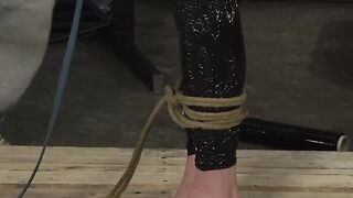 Mature master Sebastian Kane gives bound slave a handjob