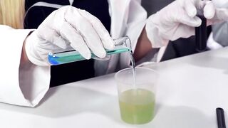 Researcher fucks solo with sex toy into the laboratory