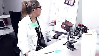 Researcher fucks solo with sex toy into the laboratory