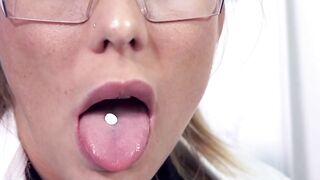 Researcher fucks solo with sex toy into the laboratory