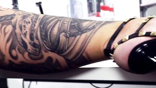 Researcher fucks solo with sex toy into the laboratory