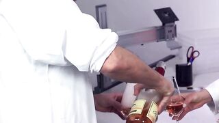 Researcher fucks solo with sex toy into the laboratory