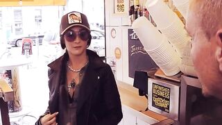Influencer having a three-hole fucked into a currywurst stall