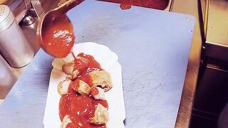 Influencer having a three-hole fucked into a currywurst stall