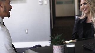 Big Titted blonde porn camgirl Kayley Gunner offer fan her best oral inside his office