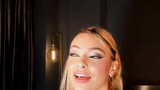 This blonde chick is in for a sweet and wild treat. See her with no undies as she spr