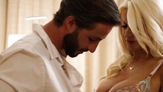 Big Boobed Blonde Brittany Andrews eats fans butt before fucking him inside hotel room