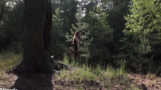 My Slutty Gf Walks inside the Park Nude and Jerks My Cock