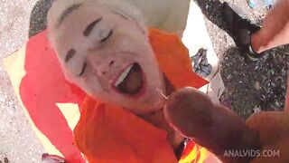 sexy Blonde Deep Throat and Butt Fucking after Escape until Cum on Face CAS031