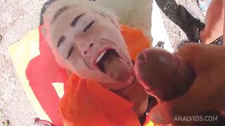 sexy Blonde Deep Throat and Butt Fucking after Escape until Cum on Face CAS031