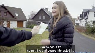 Vulgar blonde 18 yo gets picked up and does oral sex to long dick