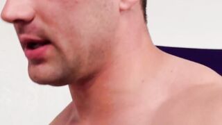 Hairy straight dude Justin Lewis gets submissive to his big cock newbie comrade