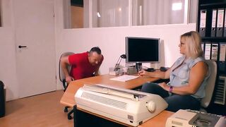 Chubby boss seduces employee for office sex