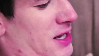 Tight abs twinks pounding hard after sloppy big dick blowjob