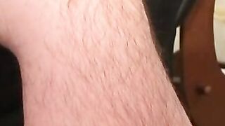 Mature American amateur cums on himself after jerking solo