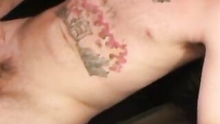 Mature American amateur cums on himself after jerking solo