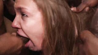 Sexy brunette Maddy O'Reilly in a hardcore 12 cock blowbang