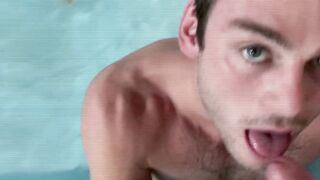 Dick and nuts swallow sloppy session with muscular jocks