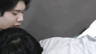 Cute Japanese twink doggystyle fucked before mutual cumshot