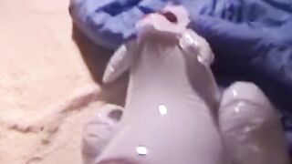 Big dick jock jerking off solo after fucking fetish sex doll