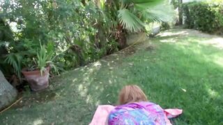 Beautiful Lauren Phillips fucks stepson outdoor POV