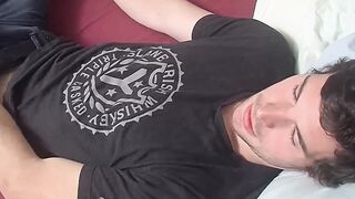 Hairy straight jock plays around with a pocket pussy solo