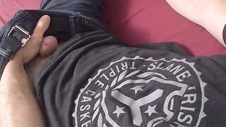 Hairy straight jock plays around with a pocket pussy solo