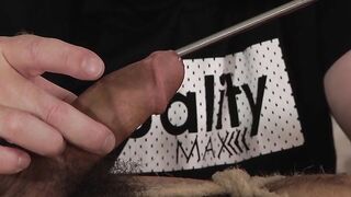 Twink is being disciplined by his master that makes him cum