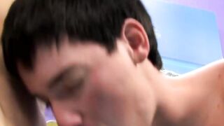 Twink facialized after 69 rimming and big dick sucking