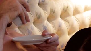 Muscle businessman Pierce Paris pounding his butler after BJ