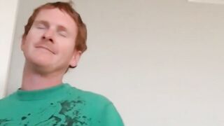 Ginger amateur fingers himself while wanking his small cock
