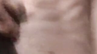 Young black amateur strokes his lubed up BBC and cums
