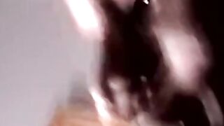 Young black amateur strokes his lubed up BBC and cums