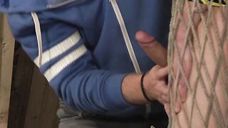 Bound slave Jonny Pistol milked by master Sebastian Kane