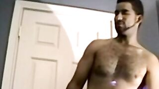Hairy young amateur masturbates and cums solo on camera